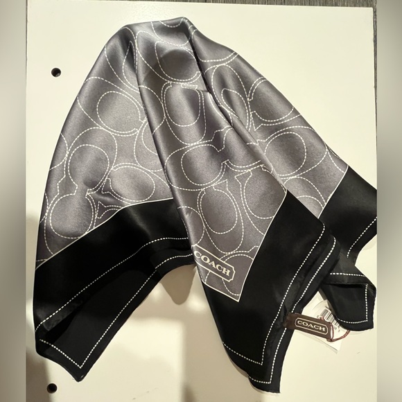 COACH 100% Silk Charmeuse Square Scarf w/Large Signature “C” Allover Print - Picture 2 of 12